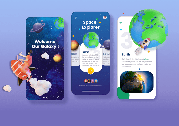 Space Explorer mobile app UI concept