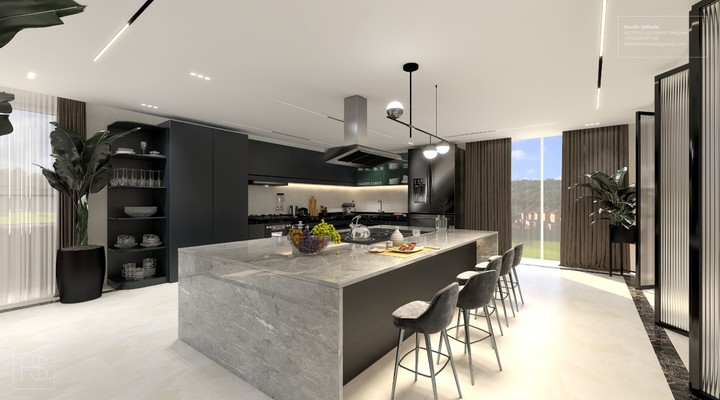 Modern open kitchen - Design & 3D visualisation