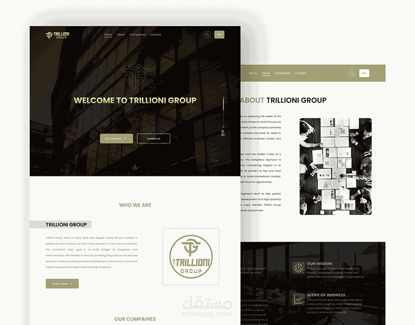 إنشاء تصميم موقع الالكتروني Trilliooni Group website