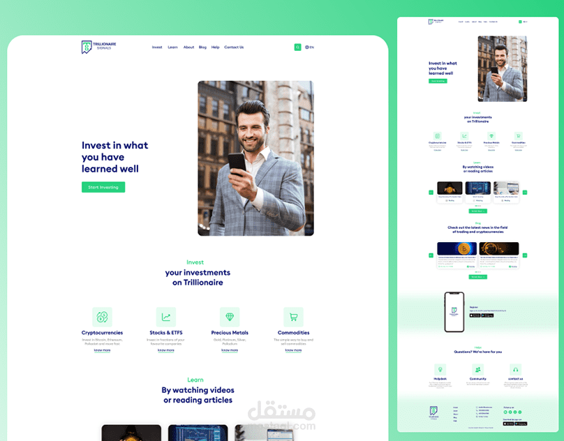 إنشاء تصميم موقع الالكتروني Trillionaire trade website