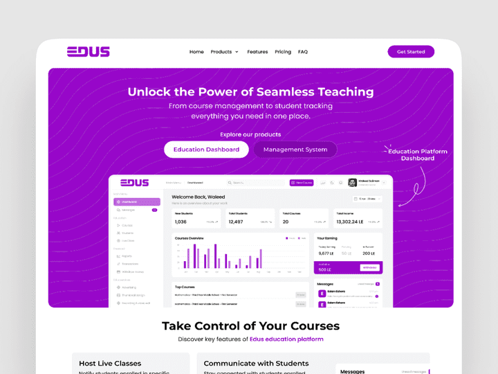 تصميم منصة التعليم ونظام إدارة الطلاب لمنصةإيديوس | Edus Education Platform and Student Management System Design