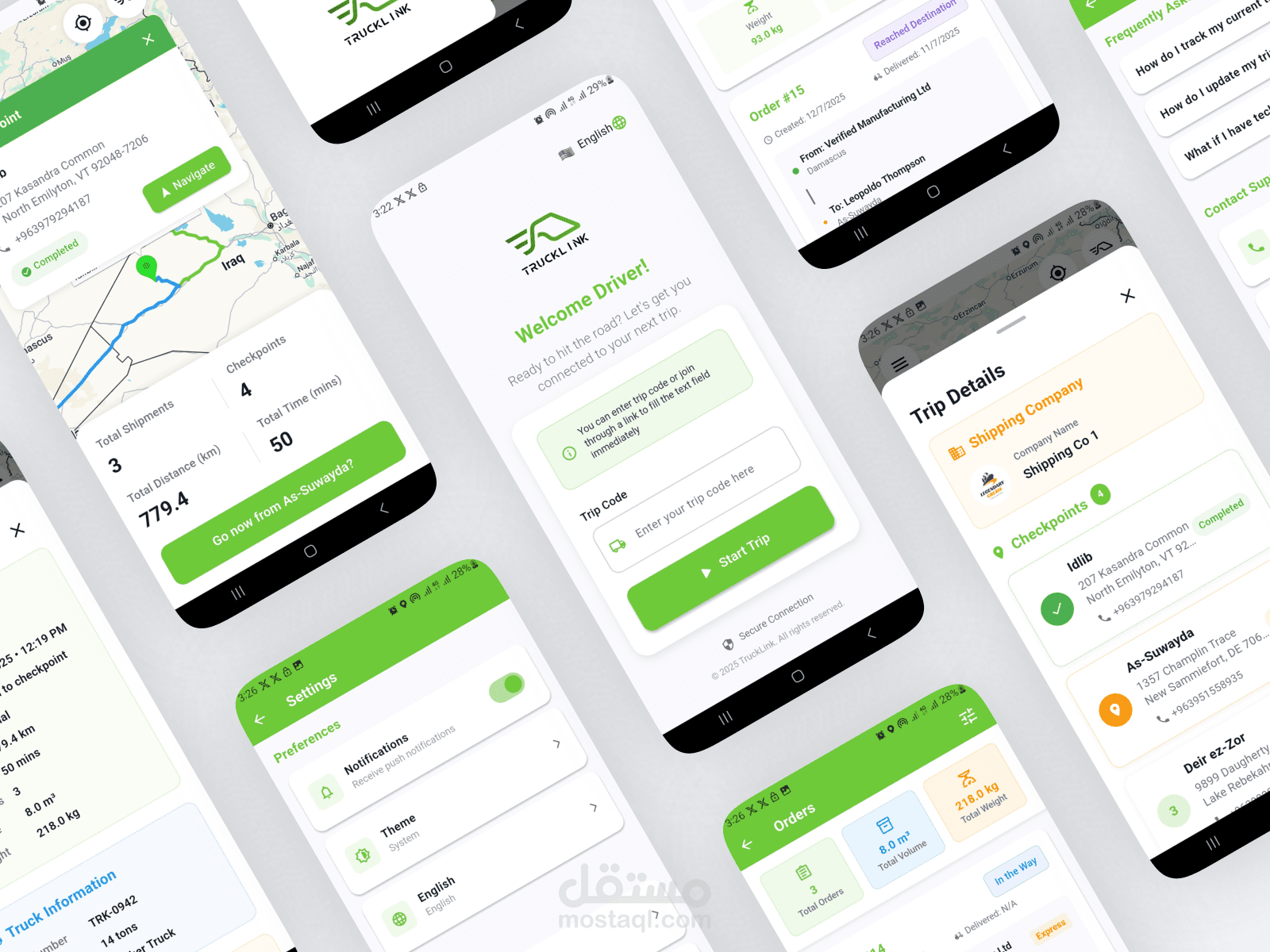 تطبيق Trucklink | منصة لوجستية لتوصيل البضائع بين المحافظات السورية (مصانع - مستلمين - شركات شحن - سائقين)