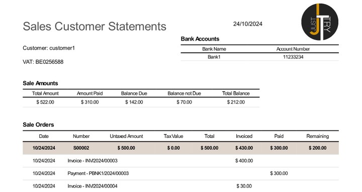 Customer Statement Based On Sale Orders