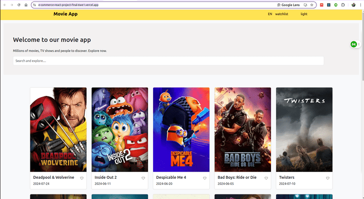 movies website using react