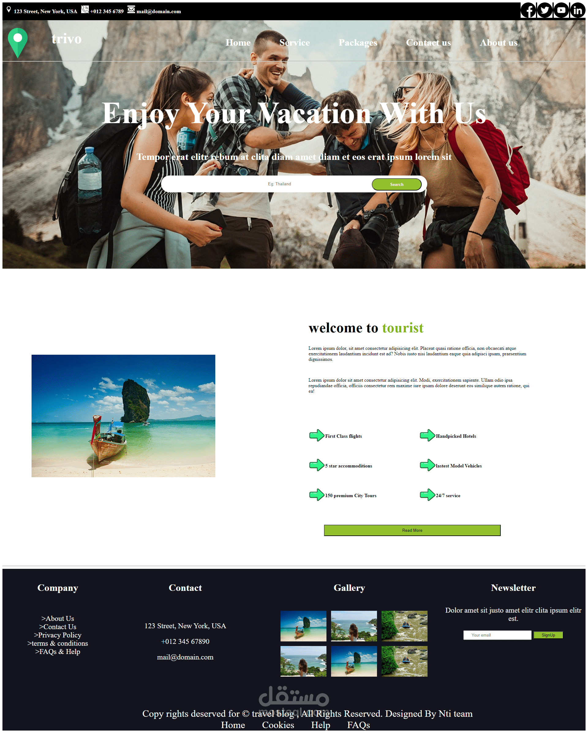 انشاء موقع الكتروني احترافي  Travel Blog باستخدام Html & Css
