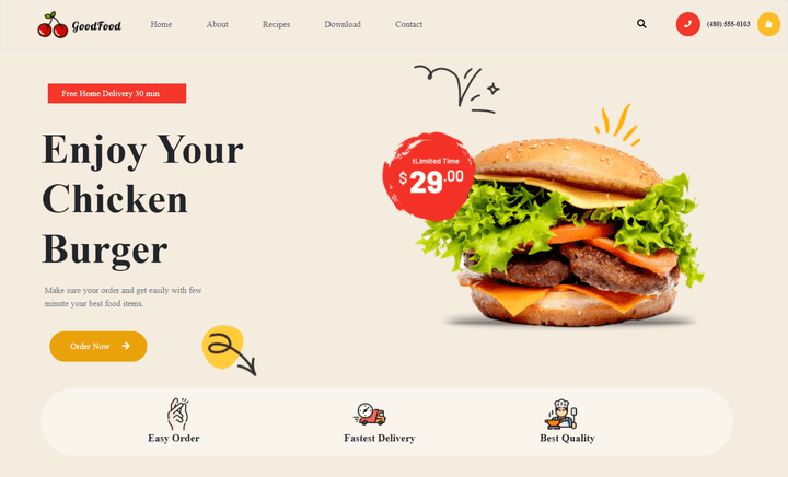 Burger Restaurant landing page