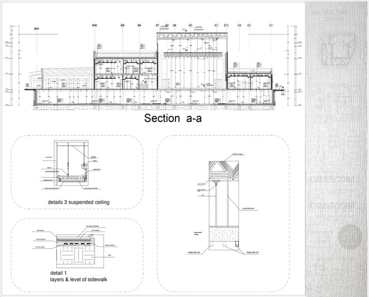 (section drawing ) مخططات تنفيذيه لمشروع ثقافي