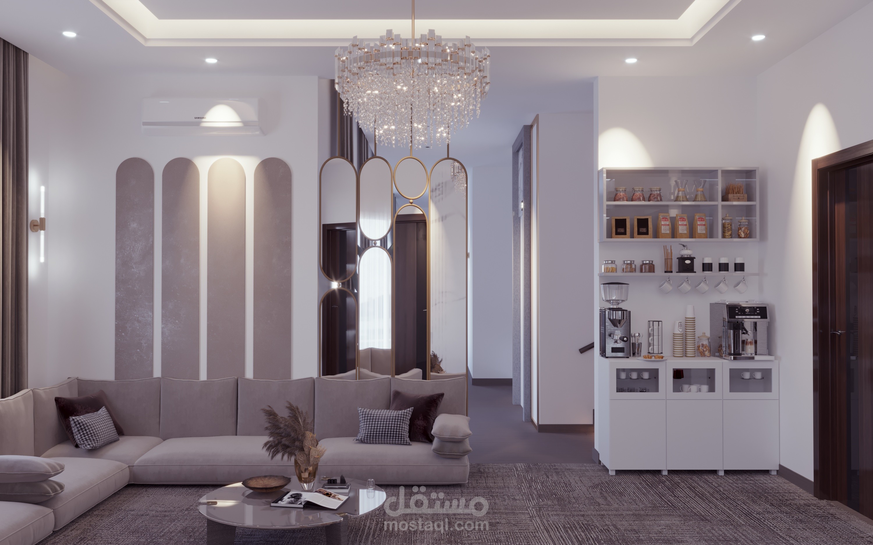تصميم صالة معيشة مع ركن قهوة - الرياض - السعودية | مستقل