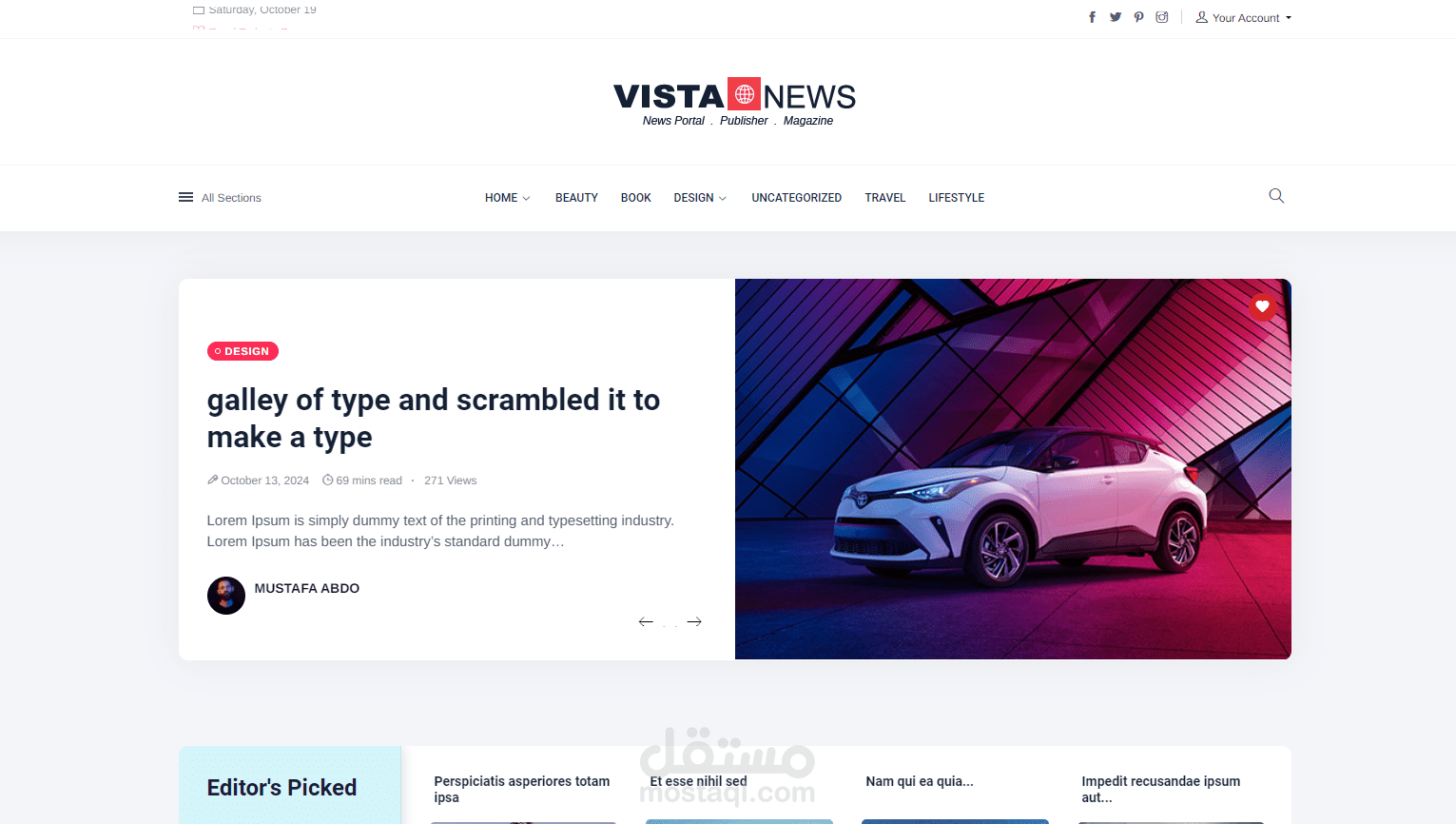 قالب Vista News لمدونات WordPres عربي وانجليزي دعم كامل RTL