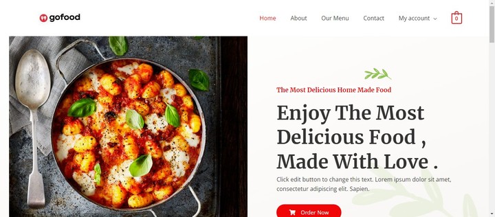 موقع  ووردبرس   لبيع وجبات طعام  عبر الانترنت