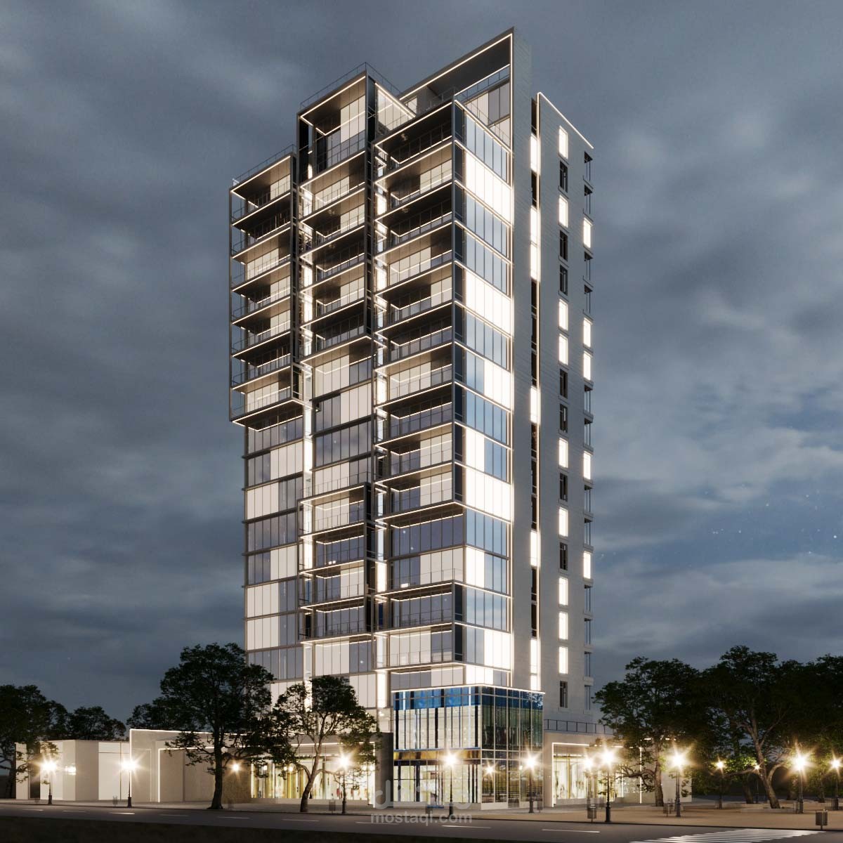 Corona Render - 3D Modeling - Functional tower برج تجاري، كورونا رندر،نمذجة ثلاثية الابعاد