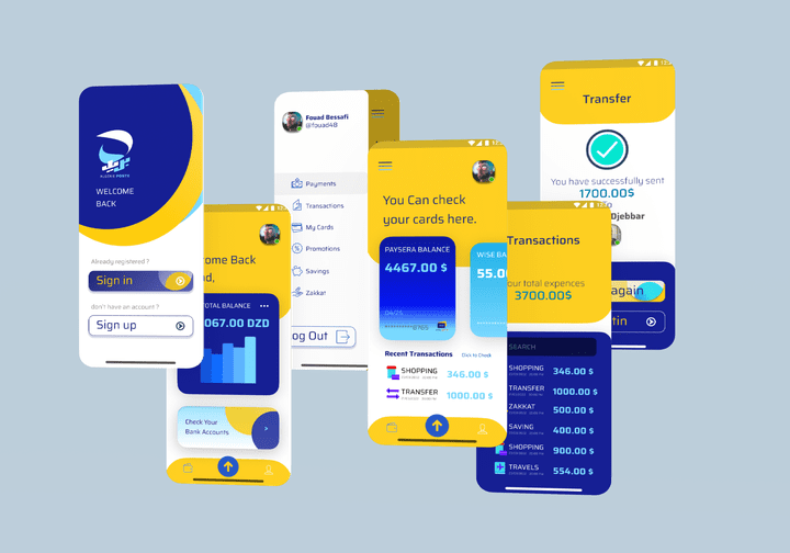 تصميم تطبيق بنك مالي لبريد الجزائر كنموذج Ui/Ux app design for Algérie poste