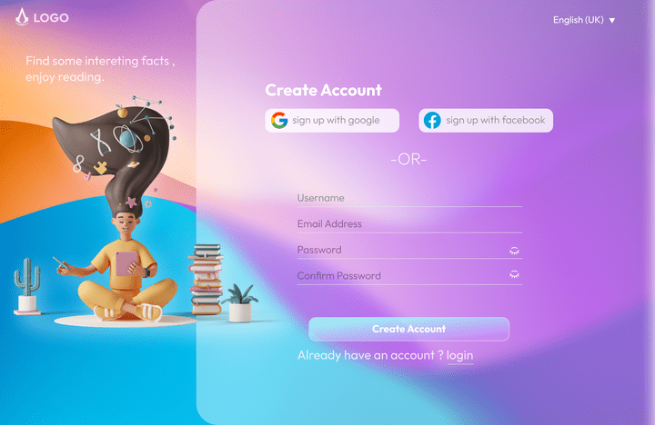 Sign up page UI design