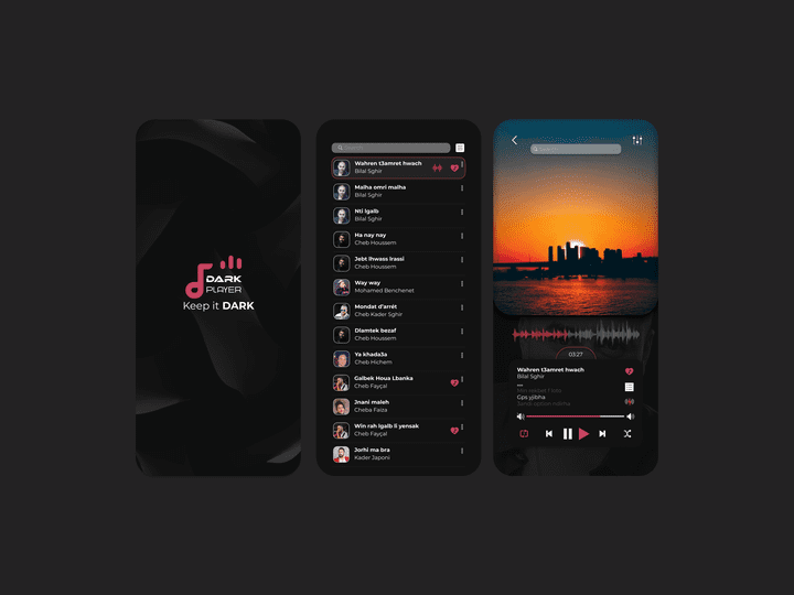 تصميم تطبيق مشغل موسيقى Music player UI DESIGN