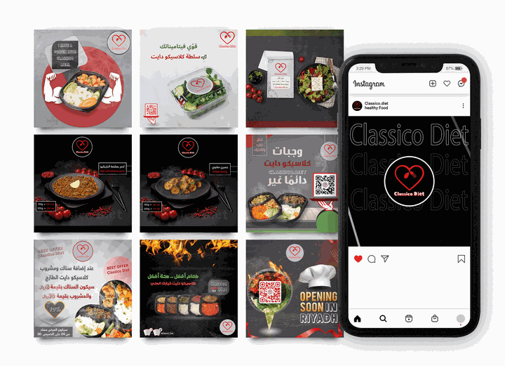 Social media designs for Healthy food restaurant in adobe  psd & ai