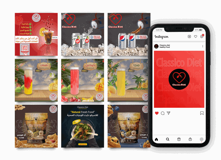 Social media designs for Healthy food restaurant in adobe  psd & ai