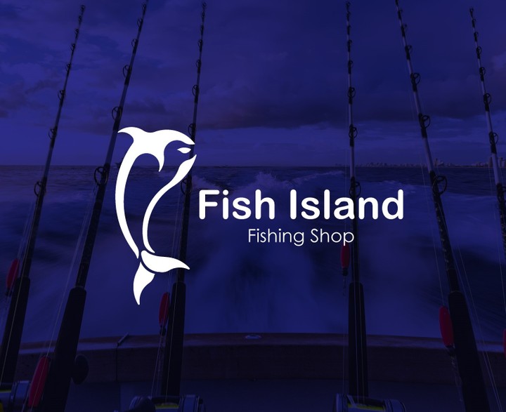 Fish Island logo design for fishing shop series - لوجو لسلسلة محلات بيع ادوات صيد السمك في انجلترا