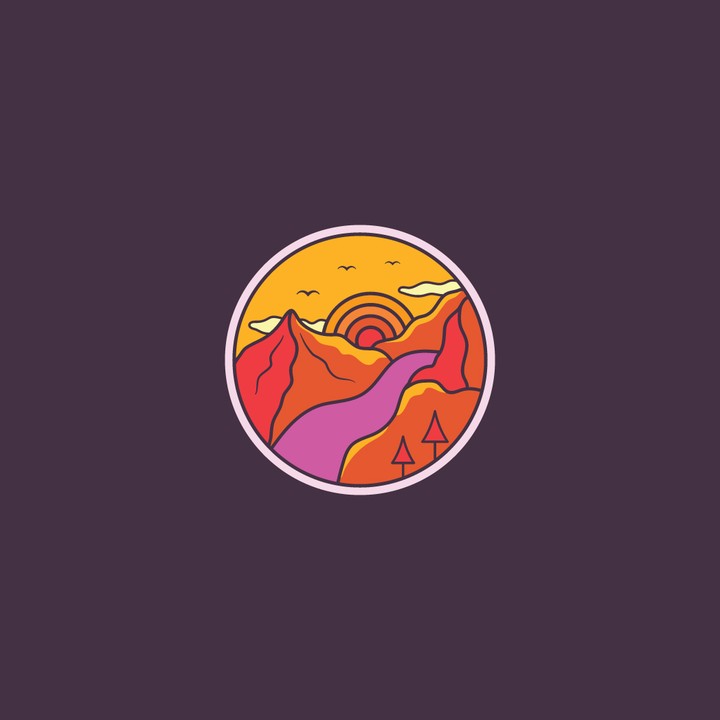 sun rise logo badge design