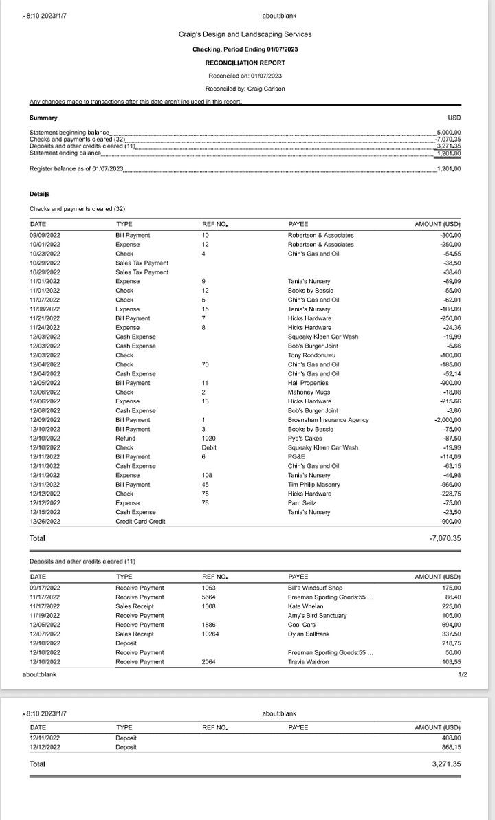 Bank Reconciliation -QuickBooks Online