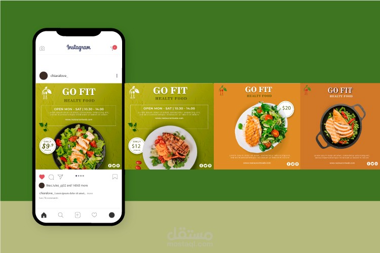 تصاميم سوشيال ميديا لمطعم Go fıt