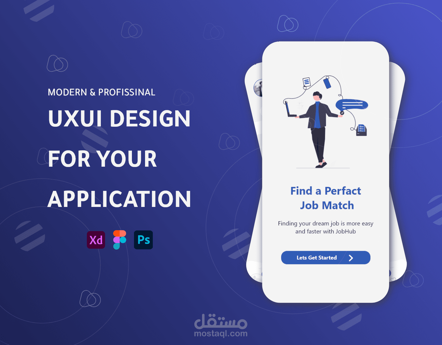 تصميم تجربة و واجهة المستخدم لتطبيق freelancer