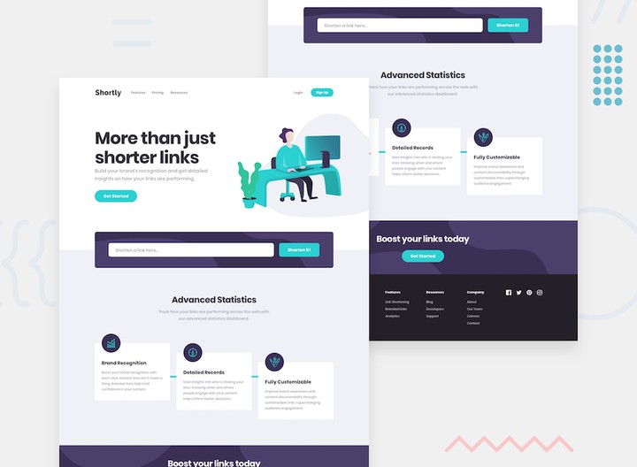 landing page to make Short links