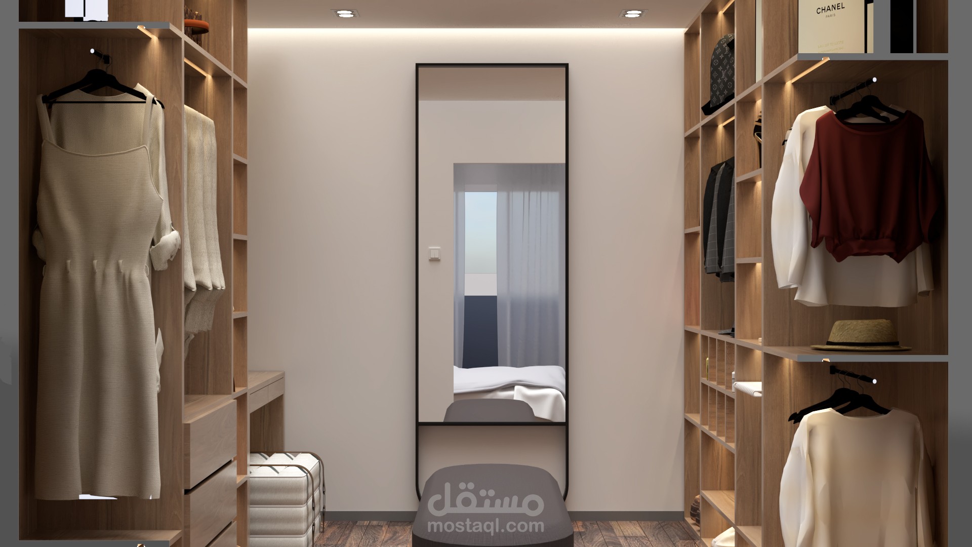 تصميم غرفة الملابس أو خزانة الملابس dressing room design