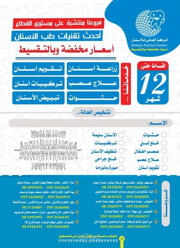 تنفيذ بروشور للكشف المجاني وحروف ابجديةلصالح المركز العالمي للاسنان