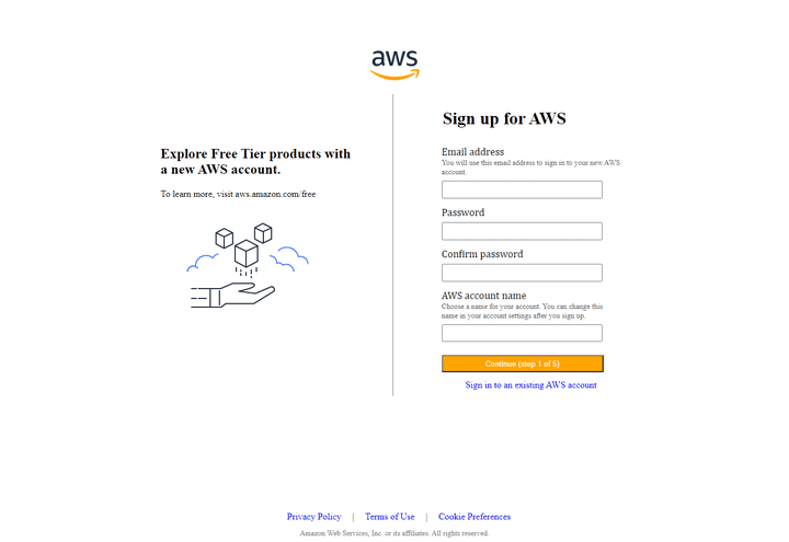 تقليد صفحة sign up لموقع أمازون aws