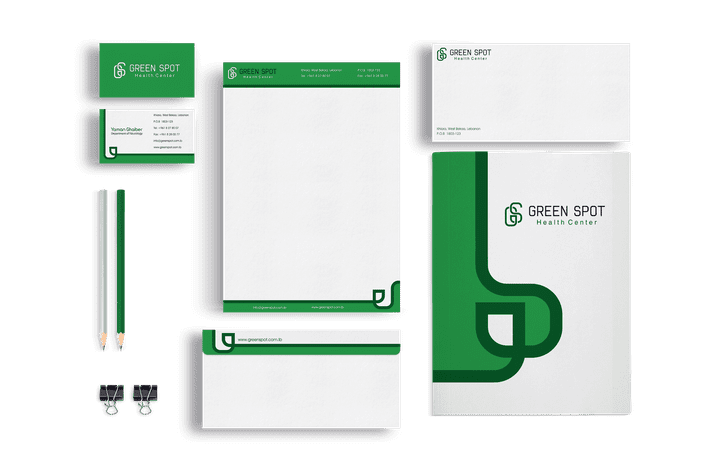 هوية بصرية لمركز صحي Brand identity "Green Spot" health center