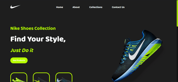Nike landing page