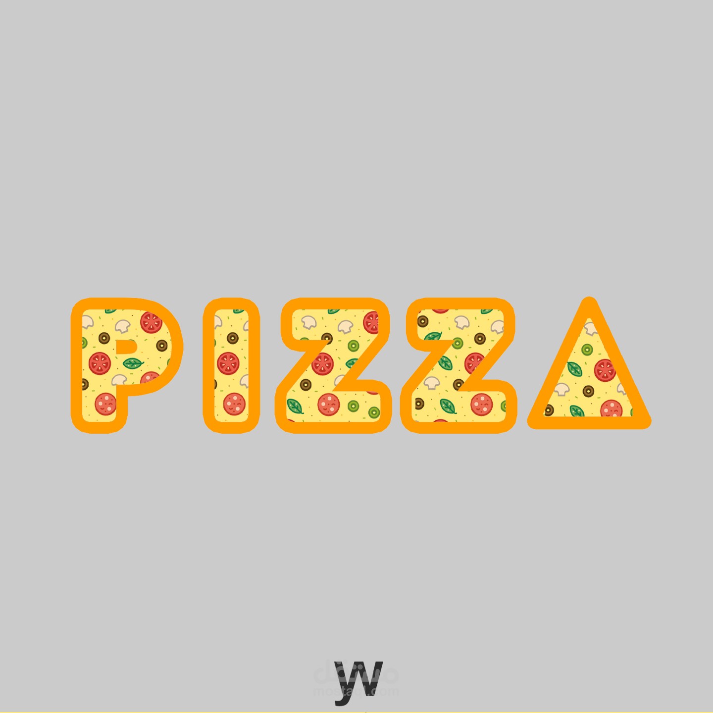 تصميم لوجو لكلمة Pizza