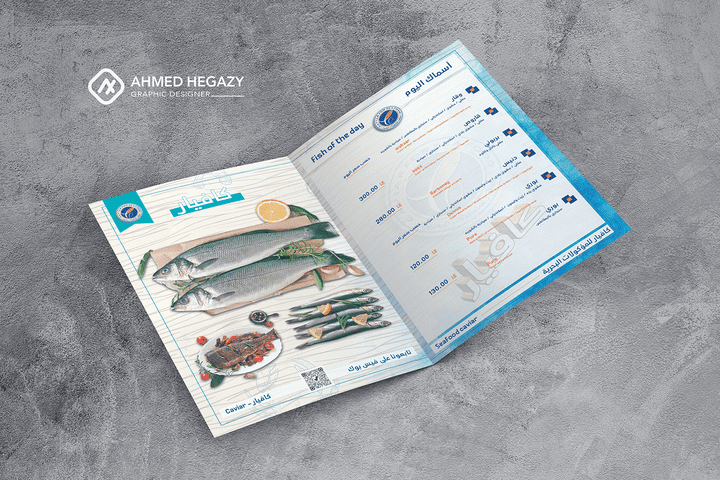 Menu design for a fish restaurant