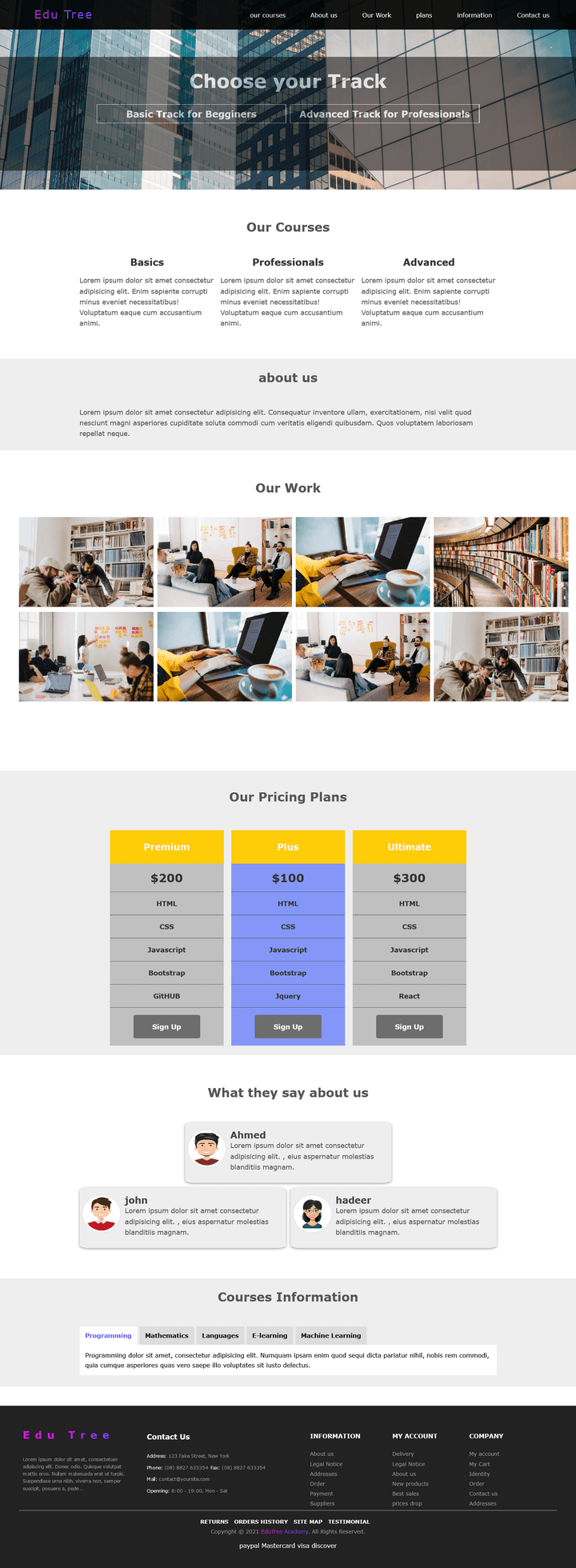 Learning Academy Responsive HTML , CSS, Js design