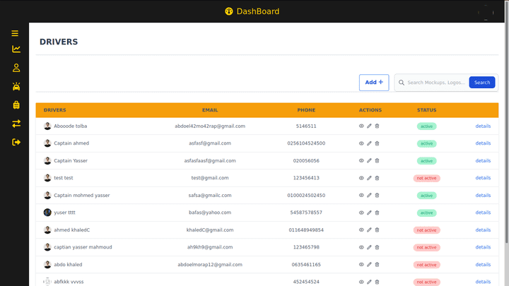 Vue App Dashboard for Taxi App