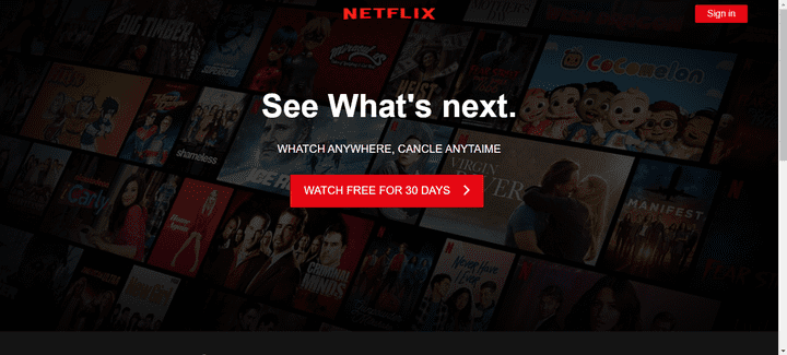 netflix home page