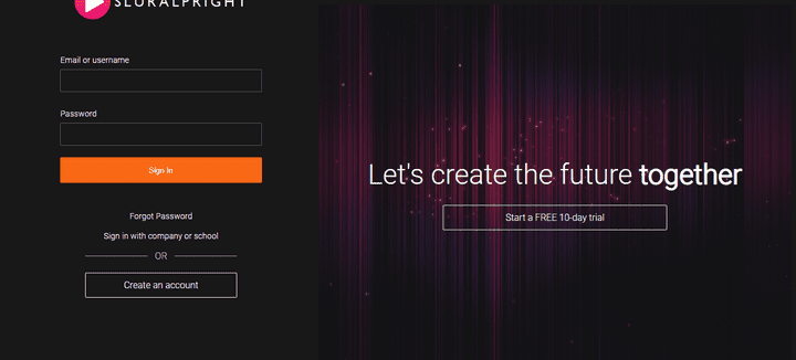 Pluralsight Login page