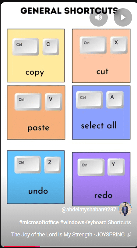فديو يشرح اختصارات الكيبورد العامة