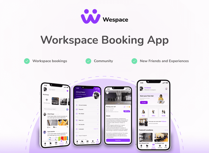 Wespace App is an application that allows individuals and companies to reserve and manage shared workspaces and co-working offices in an easy and convenient way