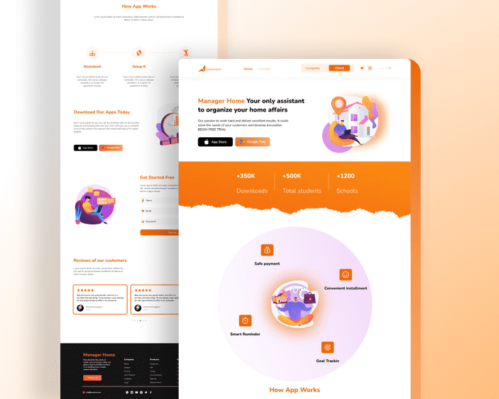 Landing page for a technology company