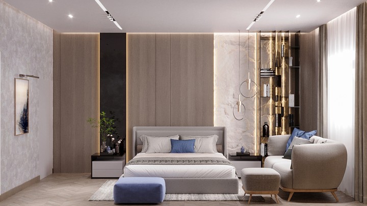 تصميم غرفة نوم لصالح منصة مستقل مع المخططات التنفيذية -السعودية