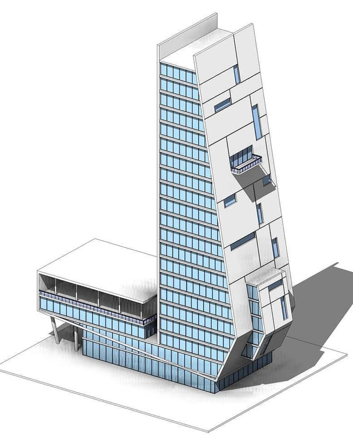 مشروع تصميم ثلاثي أبعاد عمارة سكنية ومول