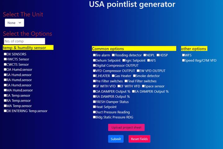 BMS pointlist configurator