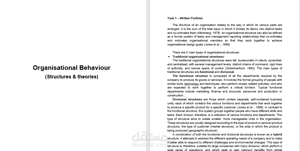 إنجاز بحث علمي عن Organisational Behaviour