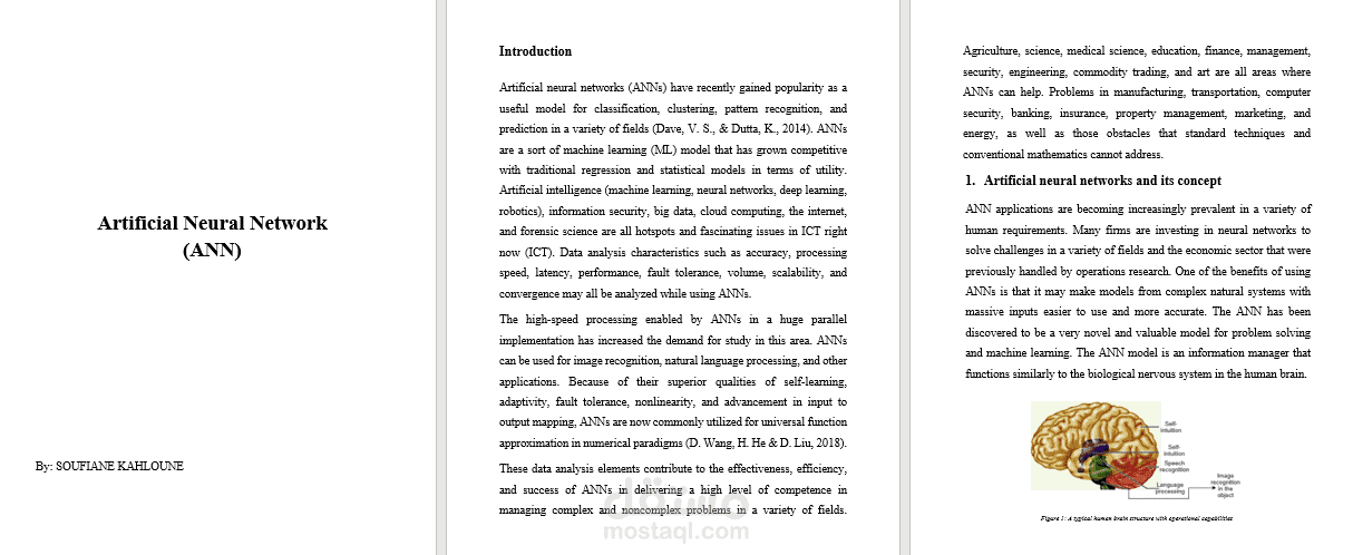 إنجاز تقرير علمي عن Artificial Neural Network