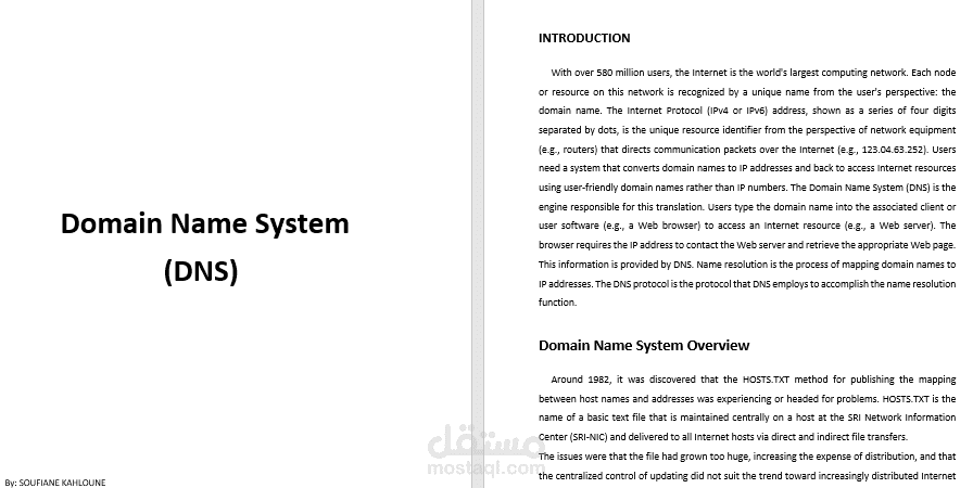 إنجاز مقالة تقنية عن Domain Name System (DNS)