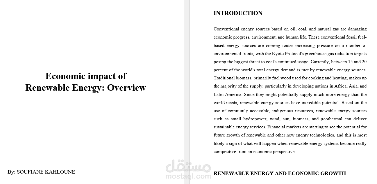 إنجاز تقرير عن إيجابيات استخدام الطاقة المتجددة على اقتصاد الدول ENG