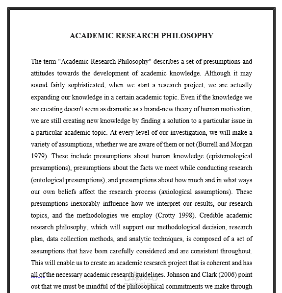 ورقة بحثية حول فلسفة البحث الاكاديمي Academic Research Philosophy