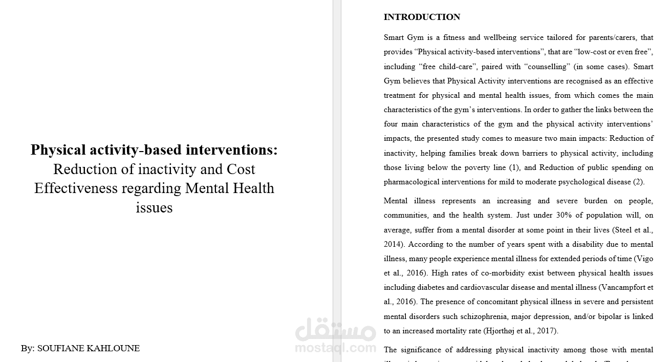 إنجاز تقرير عن Physical activity-based interventions on mental health issues