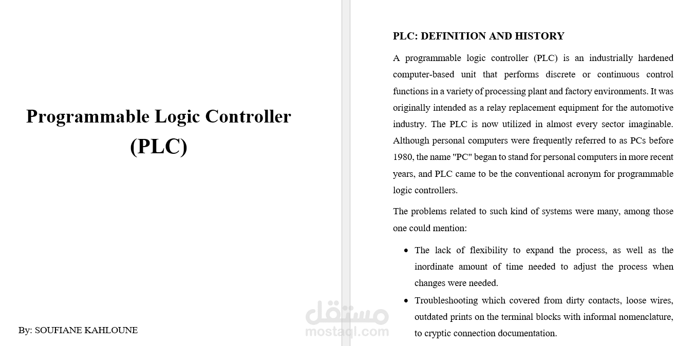 إنجاز تقرير تقني عن Programmable Logic Controller (PLC)